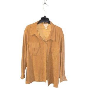 Capistrano tan faux suede shacket pockets Sz 3X